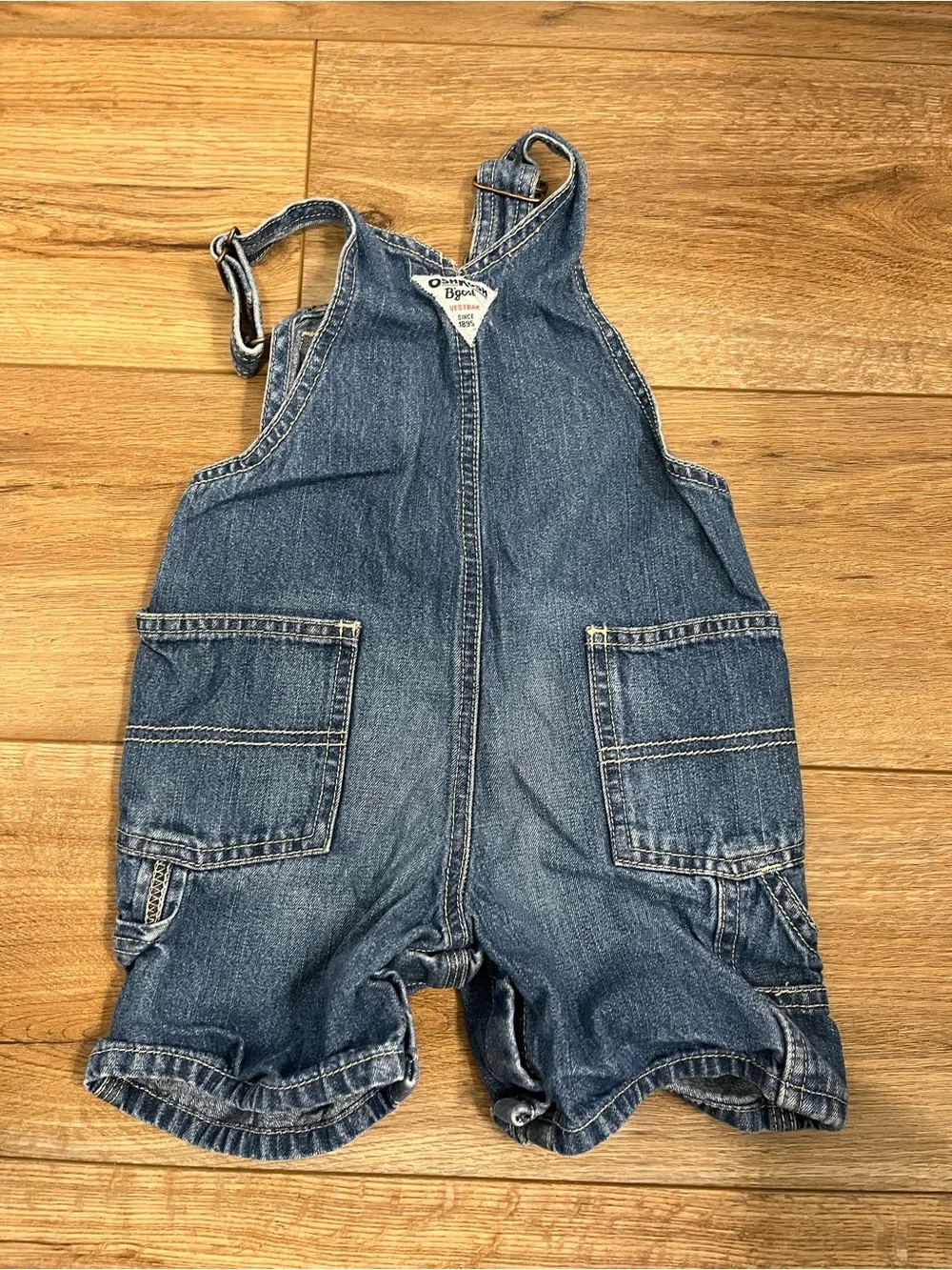 OshKosh B'gosh Washed Blue Denim Short Overalls